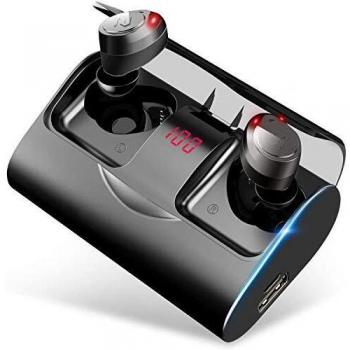 Auriculares Bluetooth, YATWIN Auriculares Inalámbricos Bluetooth 5.1 Estéreo Hi-Fi Sonido IPX7 Resistentes al Agua, 150H Autonomía 3000mAh Estuche de Carga para iPhone y Android