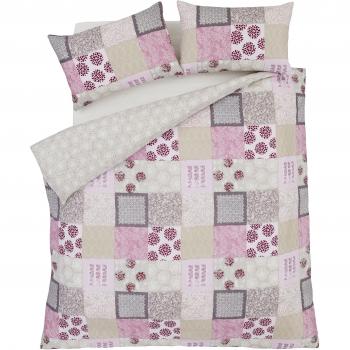 Catherine Lansfield - Juego de funda nórdica de Patchwork, Berry, diseño floral étnico