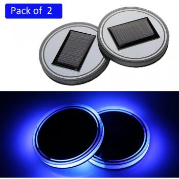 Pack de 2, Youngine Solar LED – alfombrilla de coche taza soporte para botella de agua bebidas posavasos integrado luz y sensor de vibración coche interior decoración lámpara de luz