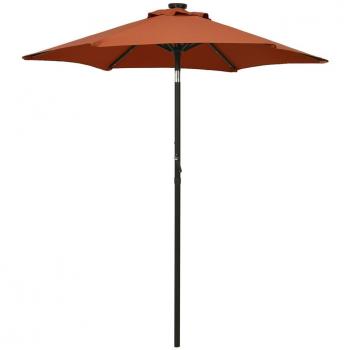vidaXL Garden Parasol with LED Lights Terracotta 200x211 cm Aluminium