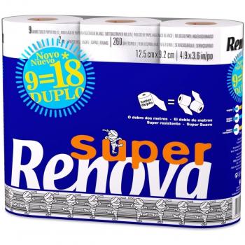 Renova Papel higiénico Super Blanco Doble - 9 rollos de papel