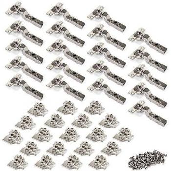 Emuca 1011807 Pack de 20 bisagras de cazoleta Ø35mm 100° cierre suave para puerta arremetida y suplementos Euro con regulación excéntrica