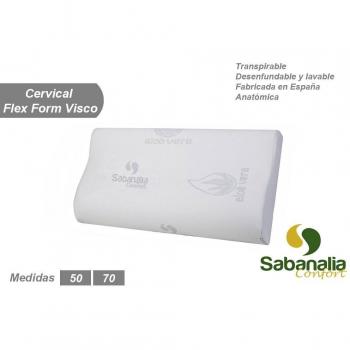 SABANALIA - Almohada Cervical Ergonómica de Espuma Viscoelástica con Aloe Vera, Disponible en Diversas Medidas