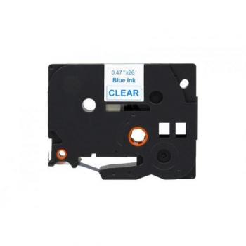 Cinta Laminada Compatible con Brother TZe-133 - Texto Azul sobre Fondo Transparente - 12mm x 8m