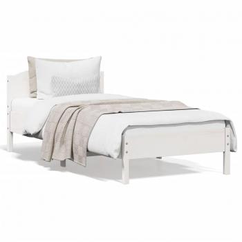 Estructura de cama con cabecero de madera de pino blanco 100x200cm vidaXL