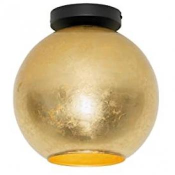 Lámpara de techo de diseño negra con cristal dorado Bert - E27, para LED, 1 x 40W
