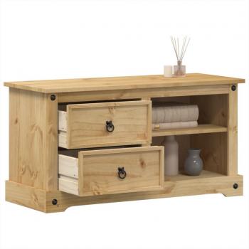 Mueble para TV 100x40x52 cm de madera maciza de pino, color marrón