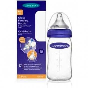 Biberón de cristal con tetina NaturalWave Talla S (160ml) Lansinoh