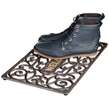 Felpudo Rectangular Antideslizante de Hierro Fundido con Patas de Goma - 2 x 52 x 32.5 cm - Acabado en Bronce