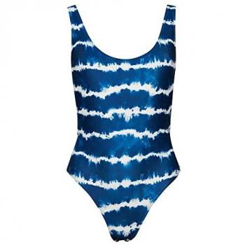 Bañador Superdry Code Tie Dye azul marino y blanco para mujer - Talla 10