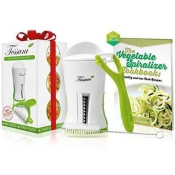 Espiralizador Premium de Verduras de Tessani con Cepillo Limpiador, Pelador Profesional y Ebook con 25 Recetas