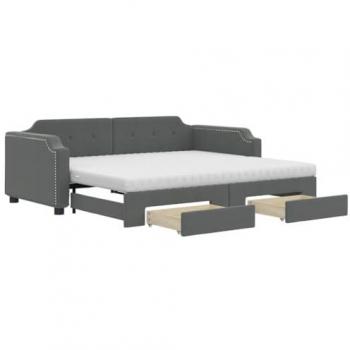Sofá cama nido con cajones tela gris oscuro 90x200 cm