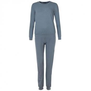 Armani - Set de pijama largo de mujer Essential de algodón orgánico con logotipo con tachuelas ASV gris (M), Homewear, Manga larga