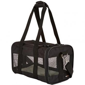 Amazon Basics - Trasportín negro con laterales flexibles - Pequeño