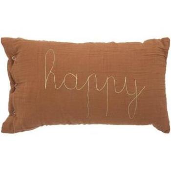 Cojín rectangular Lili Happy de gasa de algodón 50x30cm marrón para niños