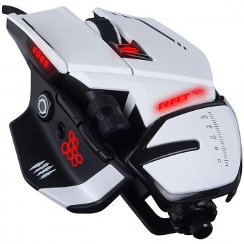 Mad Catz R.A.T. 6+ Optical Gaming Mouse, Right-Handed, USB Type-A, 12000 DPI, RGB Lighting, White
