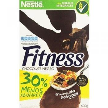 Fitness - Nestlé Chocolate Negro Cereales Desayuno 600 g - [Pack de 4]