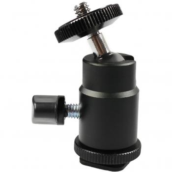 COM-FOUR Mini cabezal de trípode con rótula/TR iPod Mini Ball Head con 0.64 cm de rosca para cámara réflex digital trípode de 360° de giro Blitzschuh-Montage