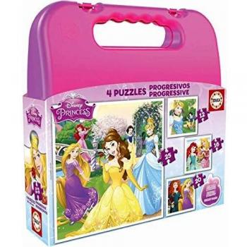 Educa - Princesas Disney Maleta, Conjunto de Puzzles Progresivos, Multicolor