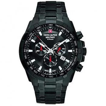 Reloj Swiss Alpine Military Chronógrafo 46mm 10ATM Acero Negro