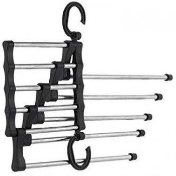 InnovaGoods Percha Múltiple para Pantalones 5 en 1 Hanglite, Negro, 47 x 18 x 6 cm