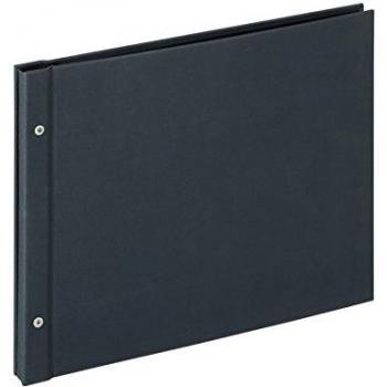 Walther Design SBL-235-D Tornillo álbum Unido Lino, 39 x 31 cm, con Lino, 40 páginas Negras, Gris Oscuro