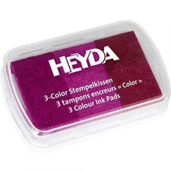 Tampón de tinta HEYDA 3 colores, rosa/magenta - base acuosa y sin ácido