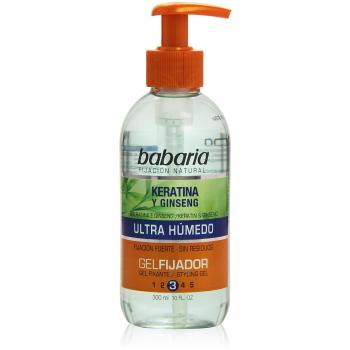 Gel Fijador Extra-Fuerte Babaria 300ml con Keratina y Ginseng - Efecto Humedo