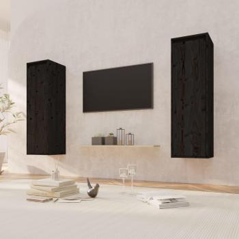 Estantes negros de madera maciza de pino, 2 piezas, dimensiones 30x30x100 cm