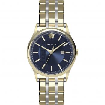 Versace Aiakos Swiss Made Watch Blue Dial Yellow Male Size: ONE SIZE