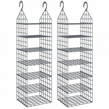 vidaXL Hanging Closet Organiser with 7 Shelves 2 pcs