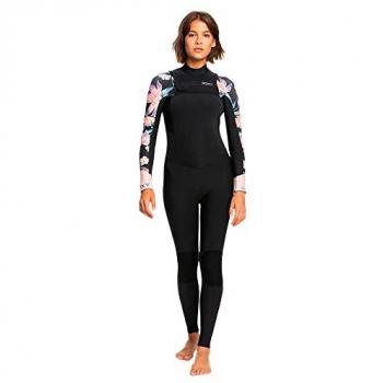 Traje de surf Roxy Swell Series 3/2 mm manga larga gris rosa azul mujer con cremallera frontal, GBS, capa térmica de calor cálido, fácil estiramiento, talla US 4