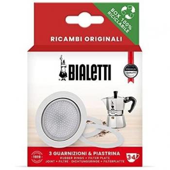 Bialetti Ricambi, Includes 3 Gaskets and 1 Plate, Compatible with Moka Express, Fiammetta, Break, Happy, Dama, Moka Melody, Alpina, Moka Timer and Rainbow