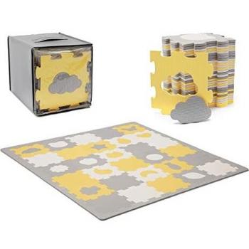 Kinderkraft Manta Juegos Bebé LUNO SHAPES, Alfombra Puzzle de Espuma, para Niños, Amarillo