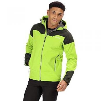 Regatta Hewitts V - Chaqueta de softshell reflectante con capucha para hombre, repelente al agua, transpirable y resistente al viento, Hombre, RML182 FBH70, Verde Lima/Bayleaf, L