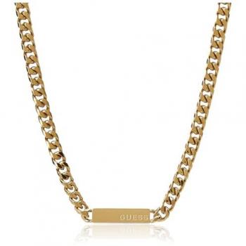 Collar Guess Hombre X LOGO JUXN03005JWYGT-U acero inoxidable chapado dorado cadena placa lisa marca 45cm