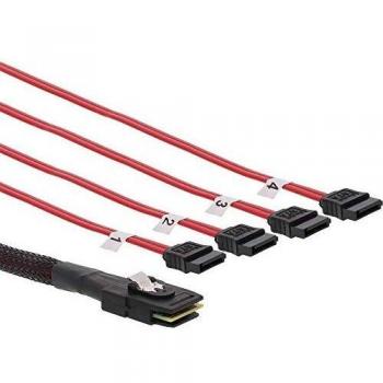 InLine 27610 SAS - Cable de conexión SAS Mini SFF8087 a 4 conectores SATA, Crossover, OCF, 0,75 m