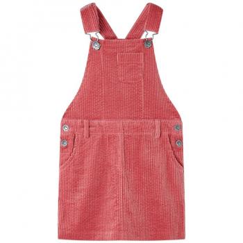 Vestido Infantil Pichi de Pana Rosa con Tirantes Ajustables y Bolsillos para Niños