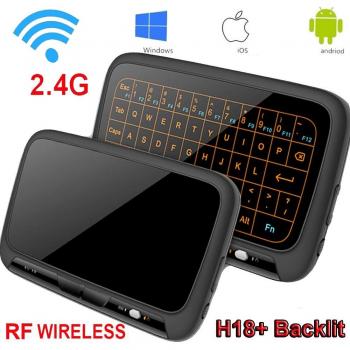 Mini teclado, retroiluminación Wirele Mouse Touchpad y Combo, Super-VIP H18 Panel completo Superficie táctil grande Múltiples gestos de dedos 2.4G Wifi Mini Touchpad para Android TV Box, PC con Windows, HTPC, IPTV, Raspberry Pi