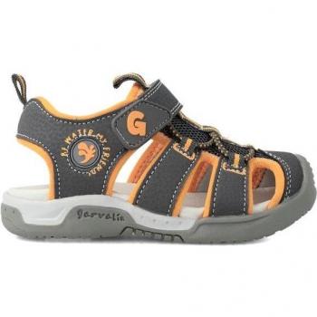 Sandalia Cerrada Garvalin para Niño - Color Gris con Detalles Amarillos - Sandalias de Verano con Cierre de Velcro - Estilo Casual - Alta Calidad y Comodidad - Versátiles y Combinables - Modelo