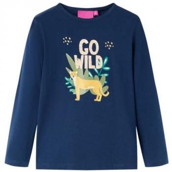 Camiseta Infantil de Manga Larga Estampado Animal Jersey Ropa Azul Marino 128