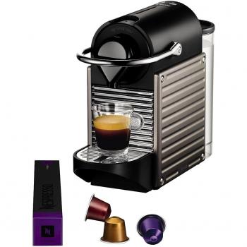 Nespresso Pixie Krups YY1201 - Máquina de café, apagado automático, sistema calentamiento rápido, 1260 W, 0.7 L, titanio