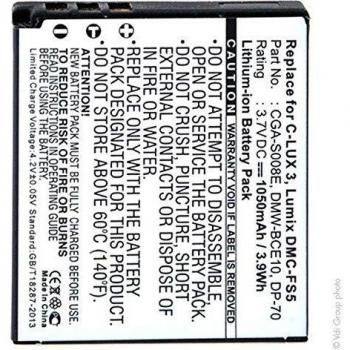Batería para cámara de fotos y video 3.7V 1050mAh DMW-BCE10 DB70