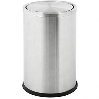 Contenedor de residuos con tapa oscilante de acero inoxidable, 10 litros, dimensiones 30 x 20 x 20 cm