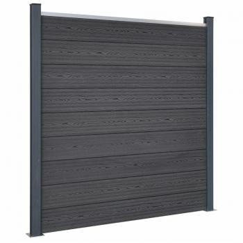 Juego de paneles de valla WPC gris 180x186 cm - Paneles de valla fabricados en WPC, color gris, dimensiones 180x186 cm, ideales para plantas y animales, múltiples usos como malla para ventil