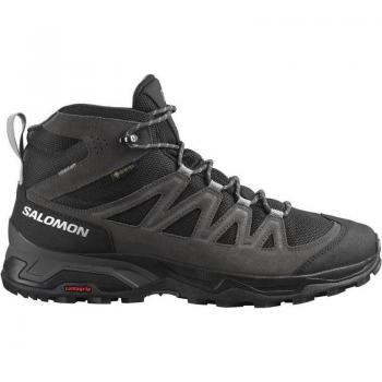 Salomon X Ward Leather Mid Gore-Tex Hiking Boots for Men - Black/Gray