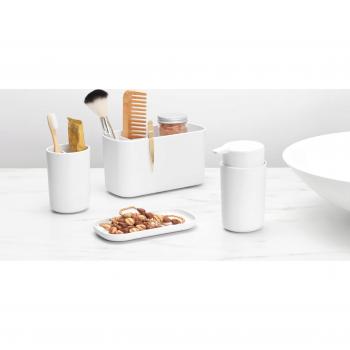 Brabantia Dispensador de Jabón ReNew, Blanco - Dosificador de jabón, diseño moderno y sostenible, fabricado con materiales reciclados, recargable, fácil de usar y limpiar