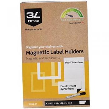 3L 10835 - Portaetiqueta magnético 55x102 mm, bolsa 3 unidades