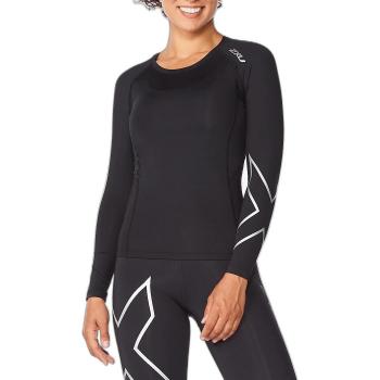Camiseta de Manga Larga de Compresión Core 2XU para Mujer - Negro/Plata - Talla Grande