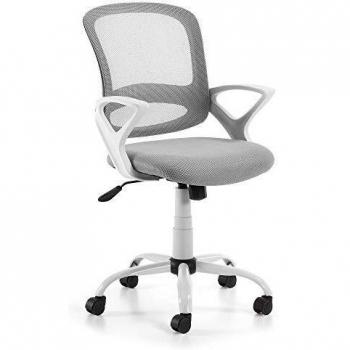Kave Home - Silla de Escritorio Tangier Gris con reposabrazos y Ruedas